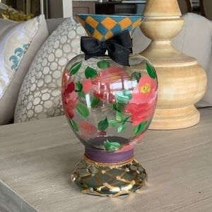 MacKenzie Childs Glass Vase - Retired Circus Rose Pattern
